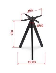 Black Cast Iron Table Base Tripod 600x720mm | Stalwart DA-A133 2