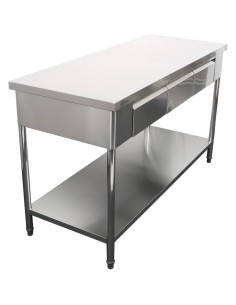 Premium Commercial Work table with 3 drawers Stainless steel Bottom shelf 1500x700x900mm | Stalwart DA-W218150703D
