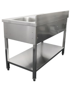 Professional Built to Last Commercial Sink with 1 drawer Stainless steel 1 bowl Right Bottom shelf Splashback 1400x600x950mm For 2