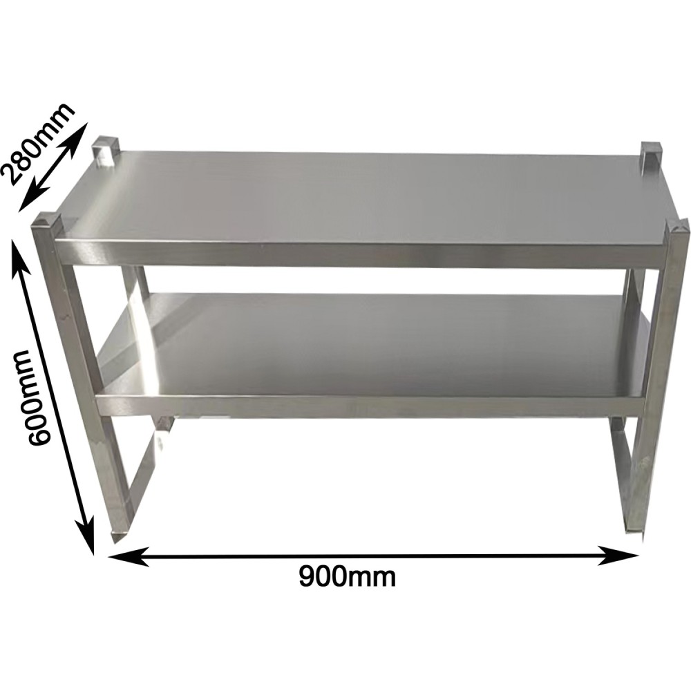 Double Tier Overshelf with Square Tubing Stainless Steel 900x280x600mm | Stalwart DA-QNH102