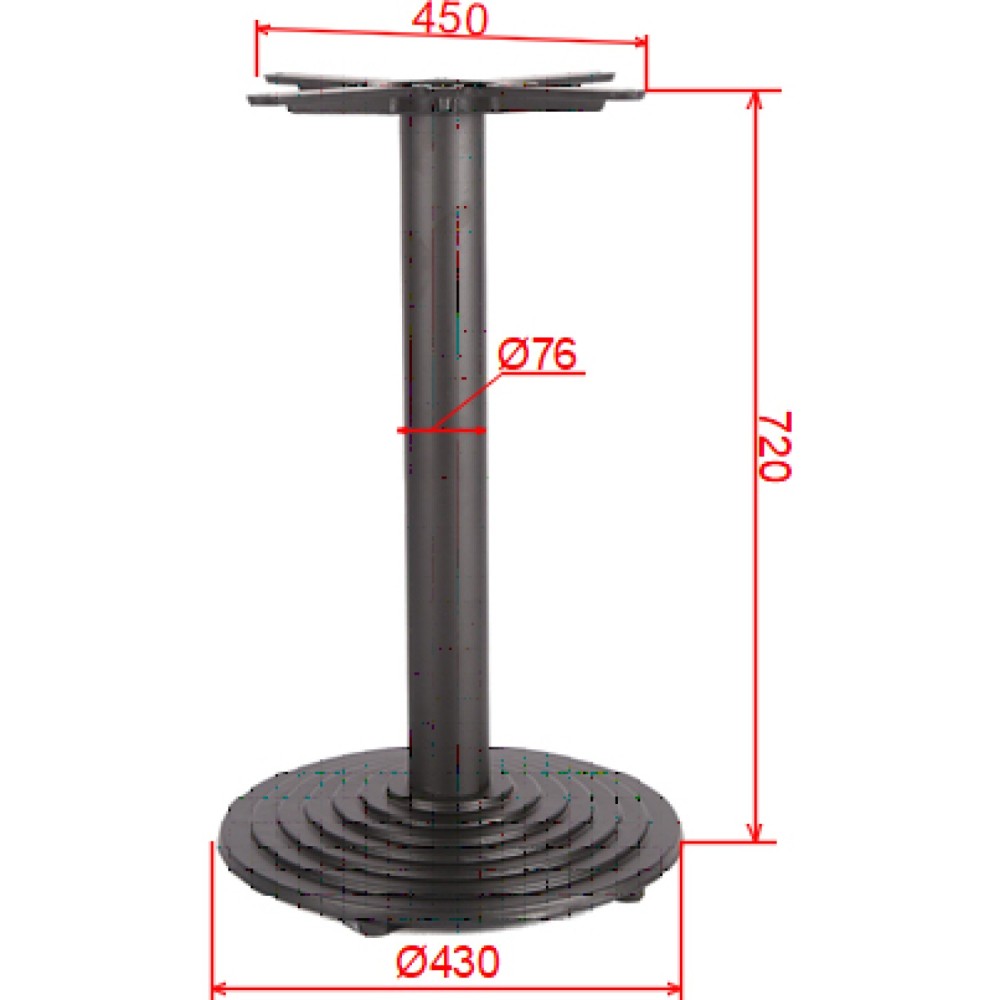 Black Cast Iron Table Base Round Ø430x720mm | Stalwart DA-A006A