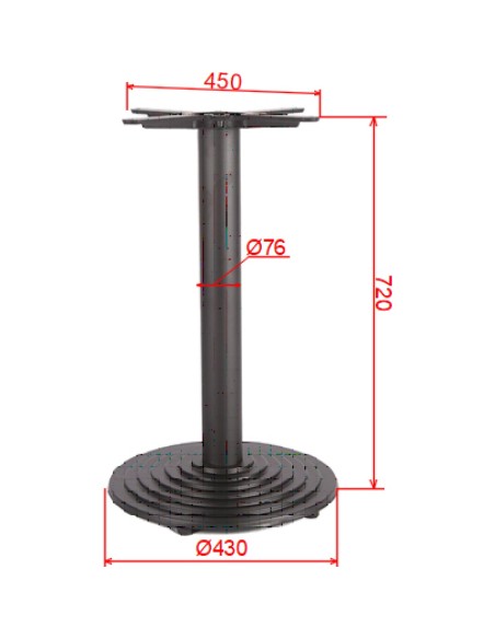 Black Cast Iron Table Base Round Ø430x720mm | Stalwart DA-A006A