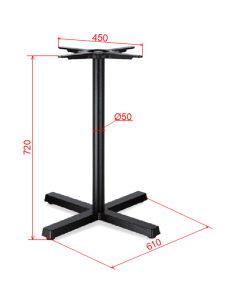 Black Cast Iron Table Base Cross-Base 610x720mm | Stalwart DA-A120A 2