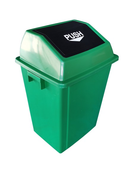 Square Push Lid Bin 40 Litres Green | Stalwart DA-XDL40B2GREEN