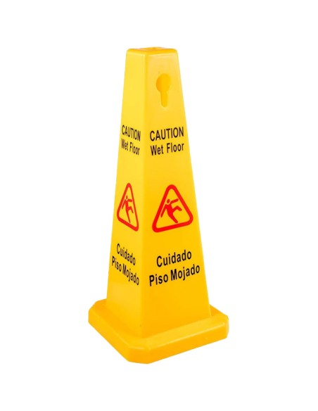 Yellow Caution Wet Floor Safety Cone English &amp Spanish 320x320x920mm | Stwalwart DA-JGM1206