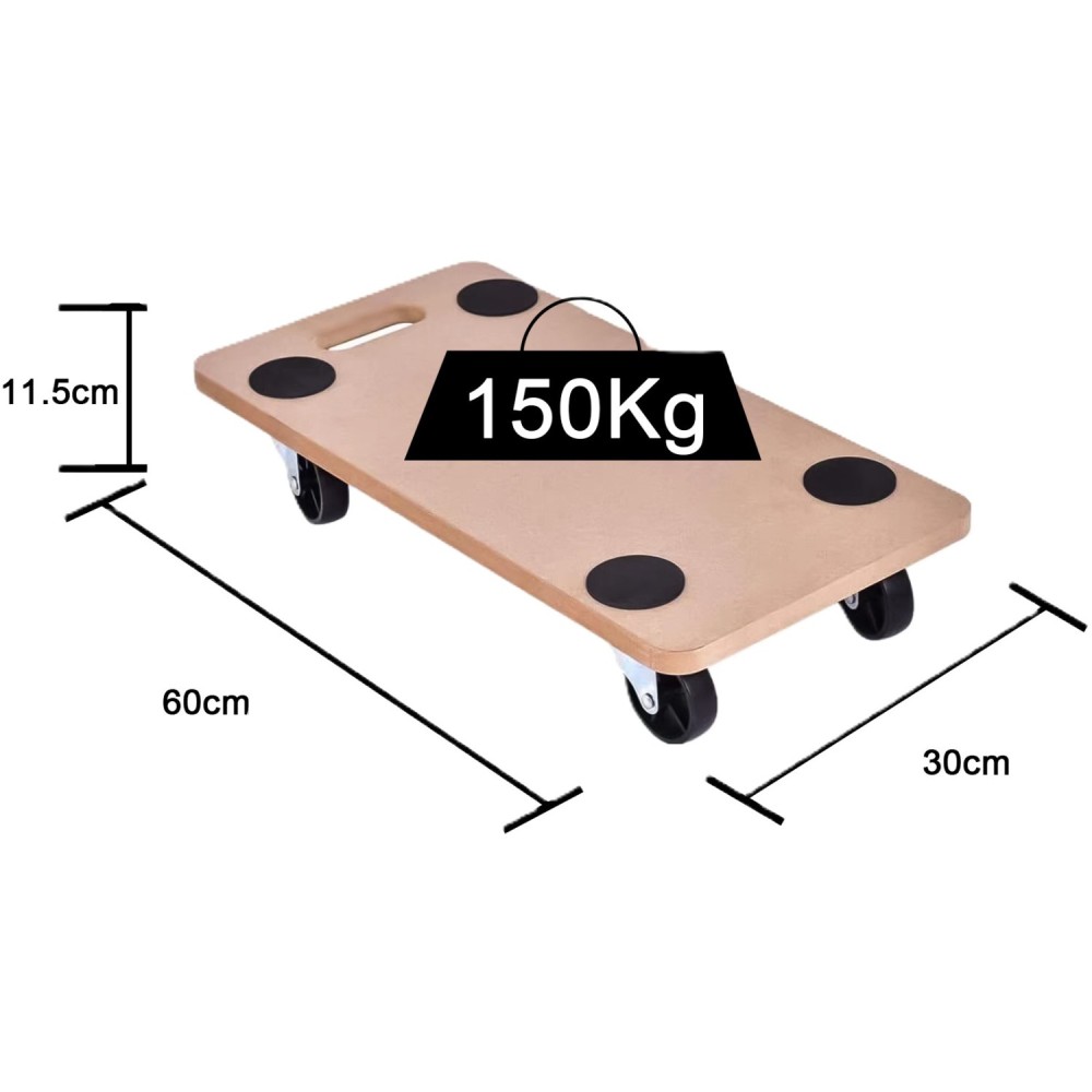 Rolling Platform Trolley Dolly 150kg Capacity 600x300x115mm | Stalwart DA-TC0502II