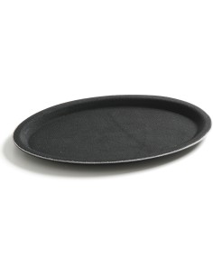 Non-skid Serving tray Fiberglass Oval 27" Black | Stalwart DA-WHF2700