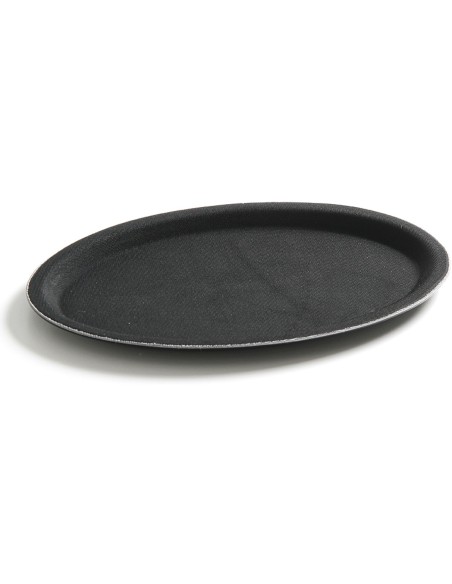 Non-skid Serving tray Fiberglass Oval 27" Black | Stalwart DA-WHF2700