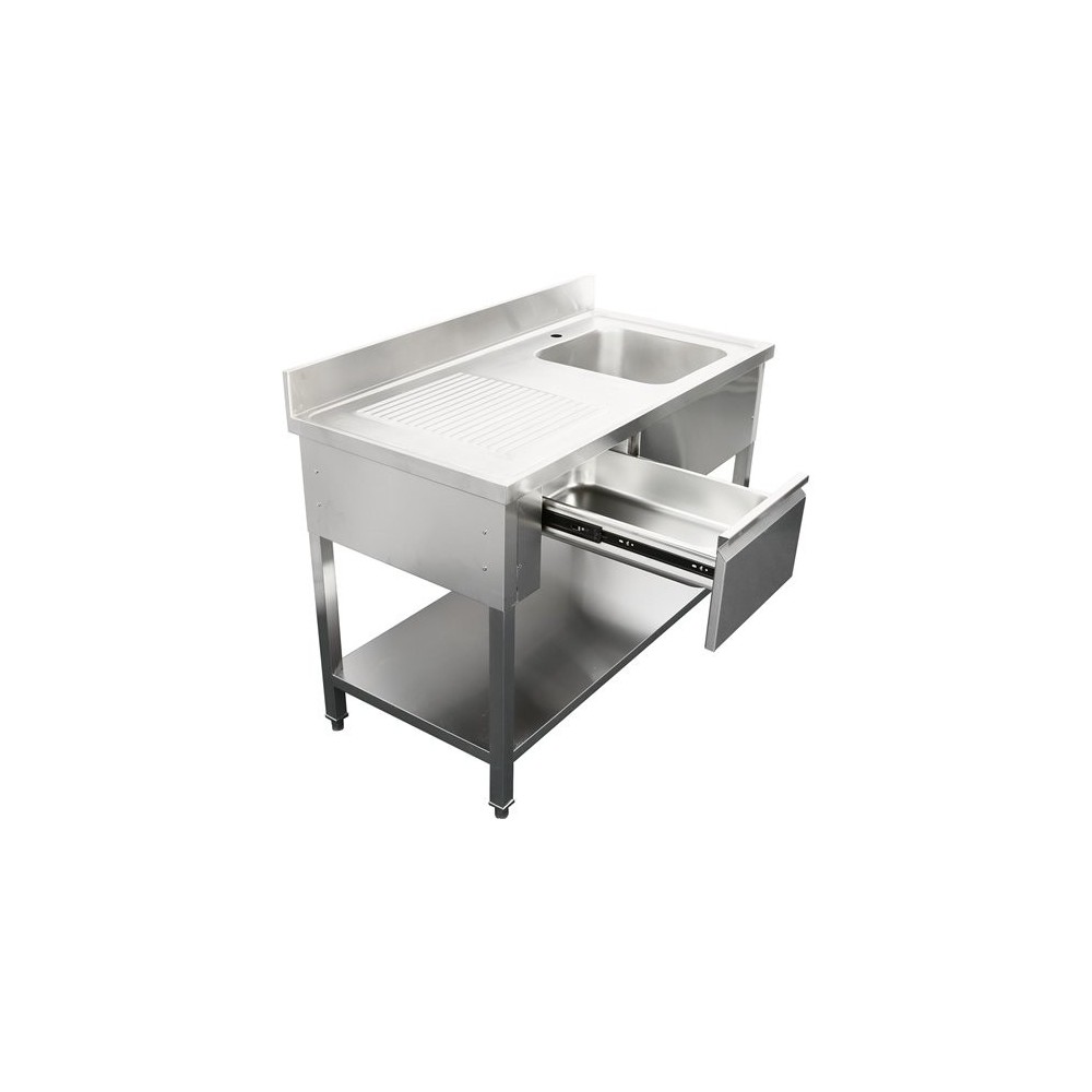 Commercial Sink Stainless steel 1500x700x950mm 1 bowl to the right 1 drawer Splashback | Stalwart DA-DSA150701DR