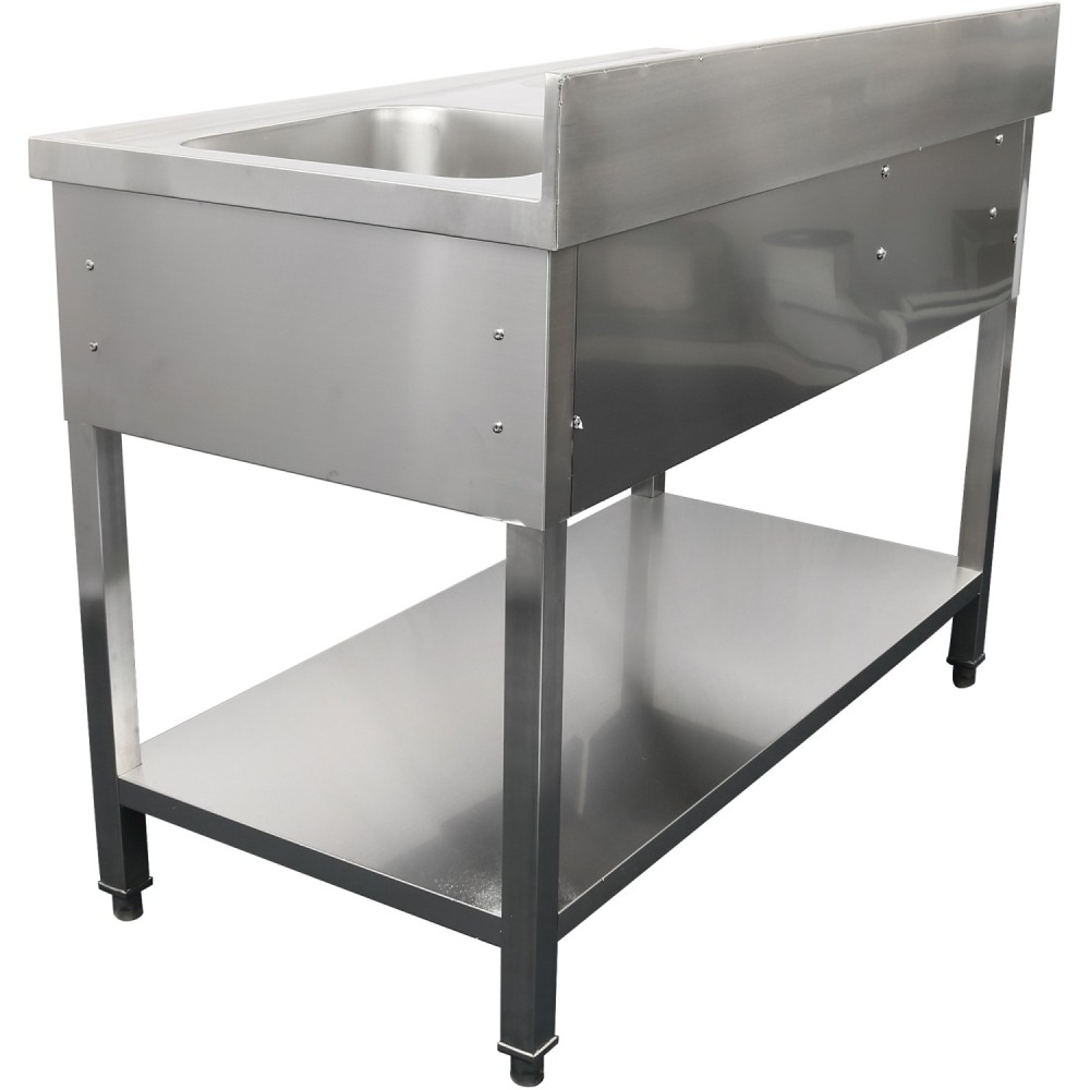 Commercial Sink Stainless steel 1500x700x950mm 1 bowl to the right 1 drawer Splashback | Stalwart DA-DSA150701DR