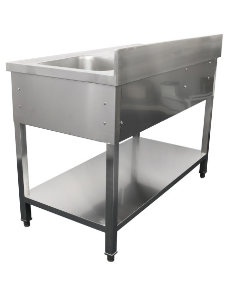 Commercial Sink Stainless steel 1500x700x950mm 1 bowl to the right 1 drawer Splashback | Stalwart DA-DSA150701DR