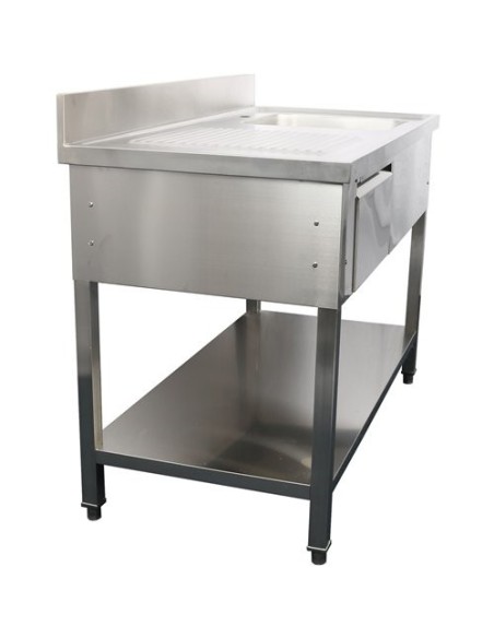 Commercial Sink Stainless steel 1500x700x950mm 1 bowl to the right 1 drawer Splashback | Stalwart DA-DSA150701DR