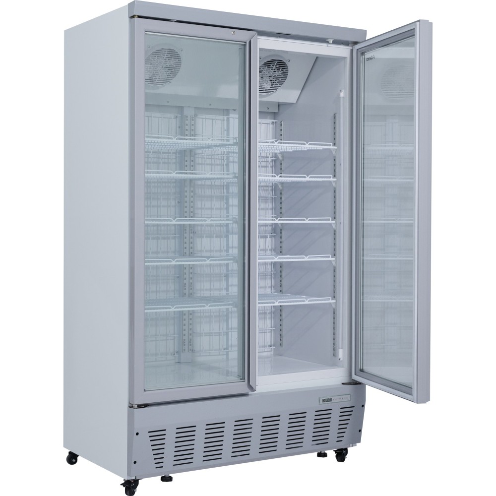 Commercial Display Freezer 955 Litres Upright 2 Glass Doors Ventilated Cooling 1215x730x2020mm | Stalwart DA-SDT1000