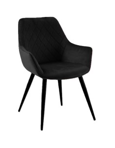 Bistro Dining Chair with Armrests Black Velvet Fabric Indoors & Outdoors 570x660x880mm - Pack of 2 | Stalwart DA-HYDC04