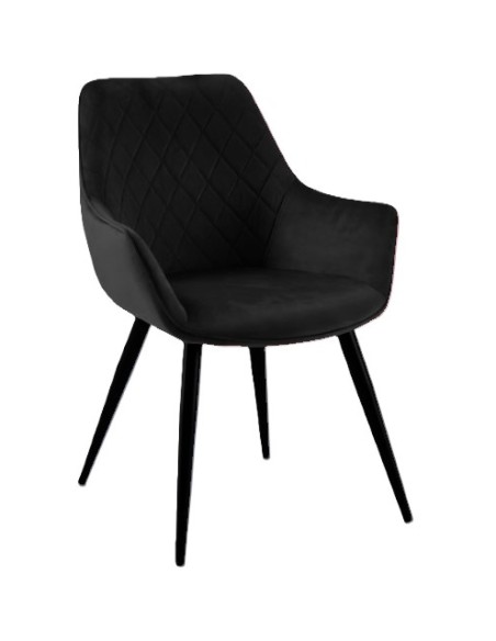 Bistro Dining Chair with Armrests Black Velvet Fabric Indoors & Outdoors 570x660x880mm - Pack of 2 | Stalwart DA-HYDC04