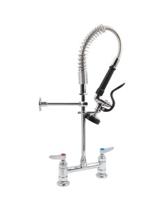 Professional 6-Inch Mini Dual Temperature Pre-Rinse Faucet with Spray Valve Deck Mount Chrome Plated Brass