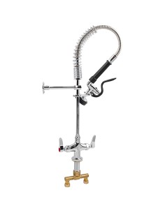 Professional 6-Inch Mini Dual Temperature Pre-Rinse Faucet with Spray Valve Deck Mount Chrome Plated Brass