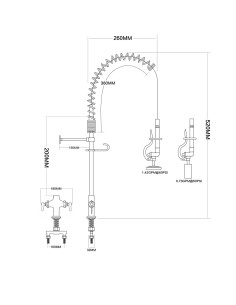 Professional 6-Inch Mini Dual Temperature Pre-Rinse Faucet with Spray Valve Deck Mount Chrome Plated Brass 2