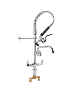 Professional 6-Inch Mini Dual Temperature Pre-Rinse Faucet with Spray Valve and 8&quot Swing Faucet Deck Mount Chrome Plated Bra