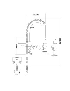 Professional 6-Inch Mini Dual Temperature Pre-Rinse Faucet with Spray Valve and 8&quot Swing Faucet Deck Mount Chrome Plated Bra 2