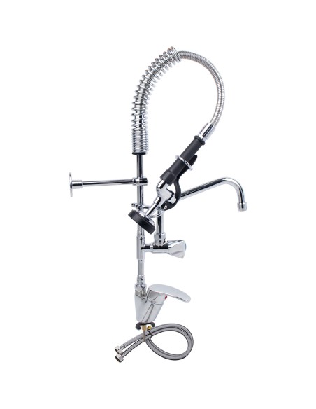 Professional Mini Single Hole Deck Mount Dual Temperature High-Pressure Pre-Rinse Faucet with 8&quot Swing Nozzle Chrome Plated 