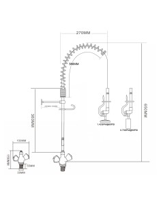 Professional Single Hole Deck Mount Dual Temperature High-Pressure Pre-Rinse Faucet Chrome Plated Brass 2