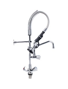 Professional Single Hole Deck Mount Dual Temperature High-Pressure Pre-Rinse Faucet with 8&quot Swing Nozzle Chrome Plated Brass