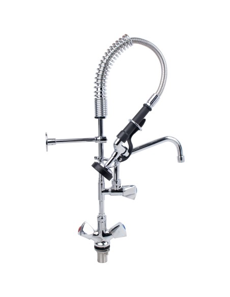 Professional Single Hole Deck Mount Dual Temperature High-Pressure Pre-Rinse Faucet with 8&quot Swing Nozzle Chrome Plated Brass