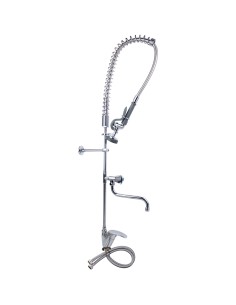 Professional Single Hole Deck Mount Standard Pre-Rinse Faucet with Lever Handle and 12&quot Swing Nozzle Chrome Plated Brass