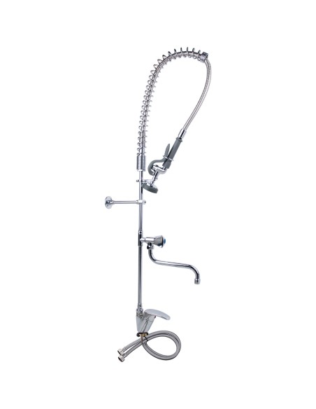 Professional Single Hole Deck Mount Standard Pre-Rinse Faucet with Lever Handle and 12&quot Swing Nozzle Chrome Plated Brass