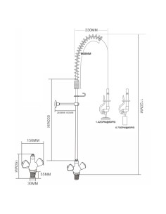 Professional Standard Pre Rinser with Compression Cartridge and Rotary Handle Chrome Plated Brass 2