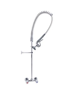 Professional Standard Wall-Mounted Pre Rinser with Compression Cartridge and Rotary Handle Chrome Plated Brass