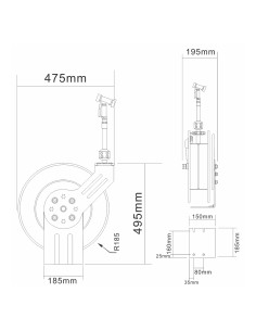 Professional 20M Epoxy-Coated Steel Hose Reel Swing Bracket Automatic Rewind Black 2