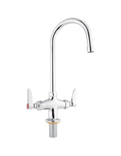 Professional Commercial Single Hole Deck Mount Faucet with 6" Sivel Gooseneck Chrome Plated Brass