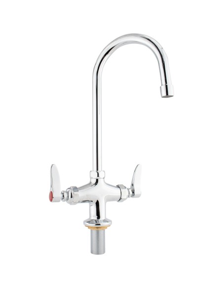 Professional Commercial Single Hole Deck Mount Faucet with 6" Sivel Gooseneck Chrome Plated Brass