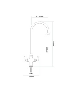 Professional Commercial Single Hole Deck Mount Faucet with 6" Sivel Gooseneck Chrome Plated Brass 2