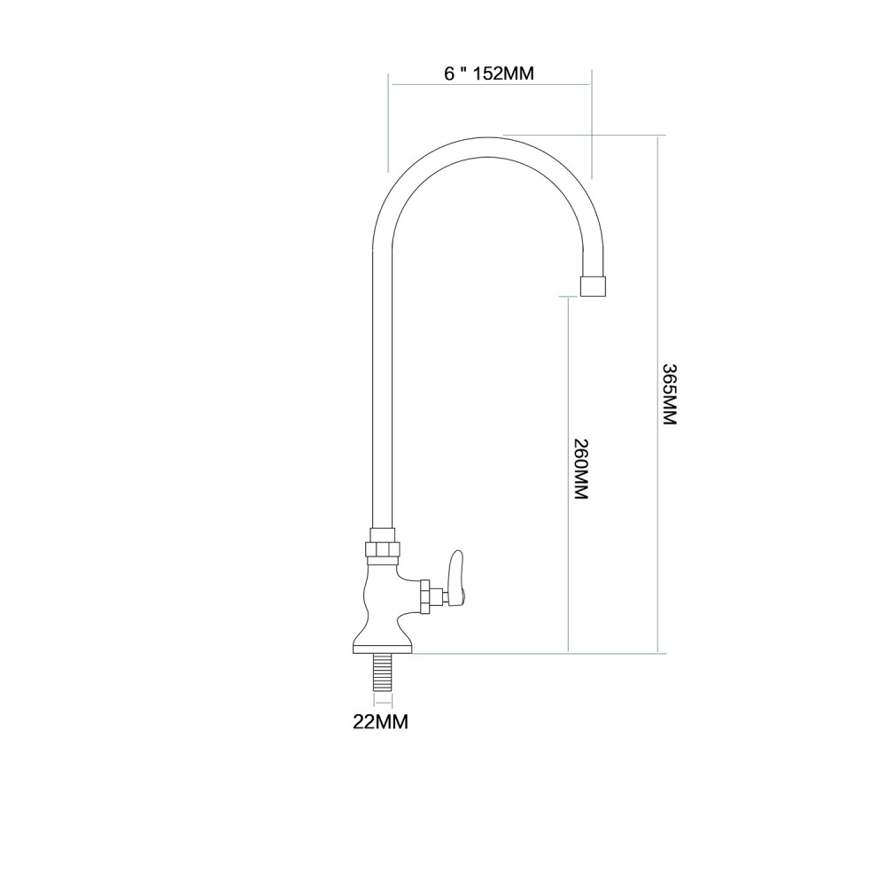 Professional Commercial Single Hole Deck Mount Faucet with 6"Swivel Gooseneck Chrome Plated Brass