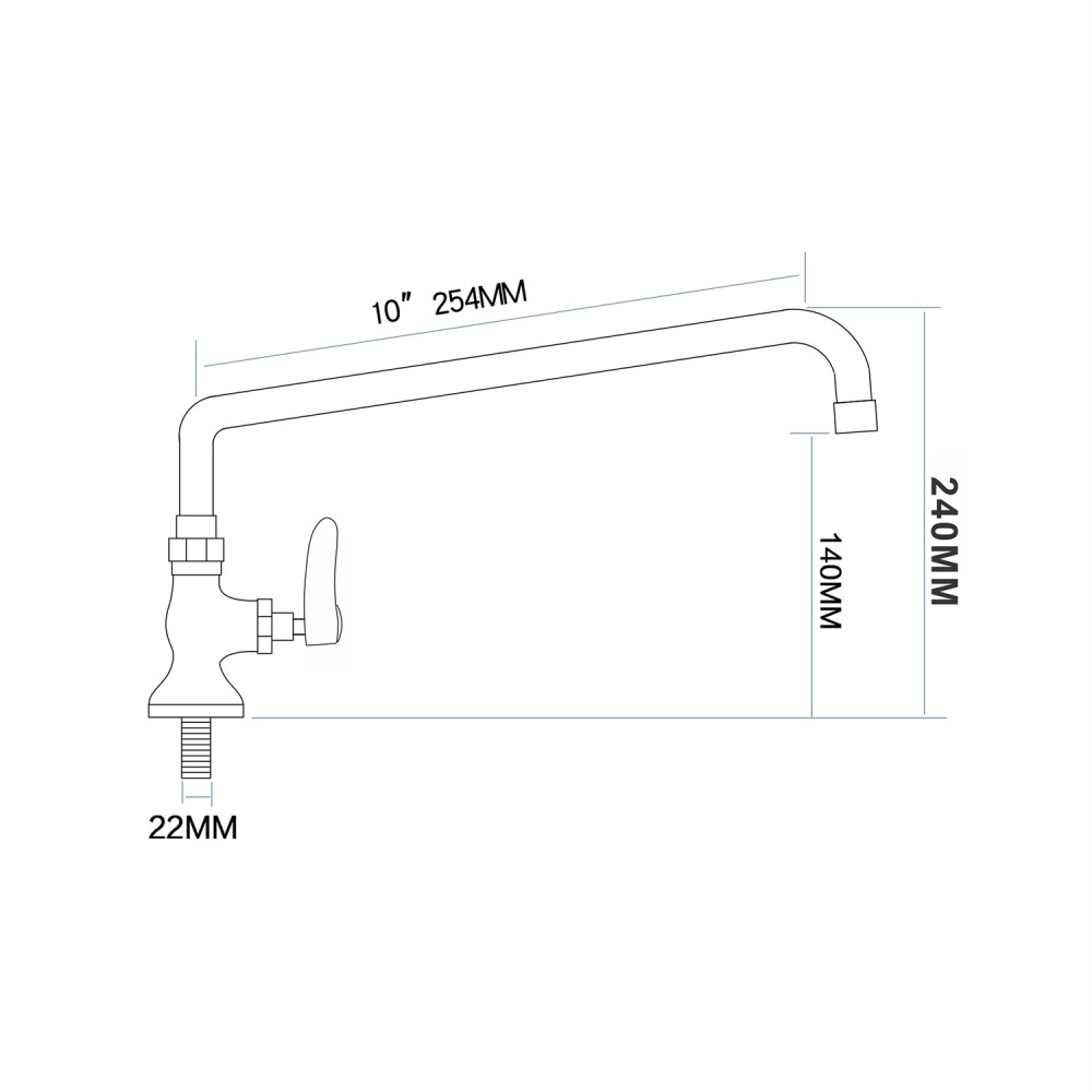 Professional Commercial Single Hole Deck Mount Faucet with 10" Swing Nozzle Chrome Plated Brass