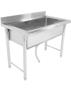Professional Commercial Hand and Pot Wash Sink Stainless Steel 1 Bowl Splashback 800x500x900mm Round Legs