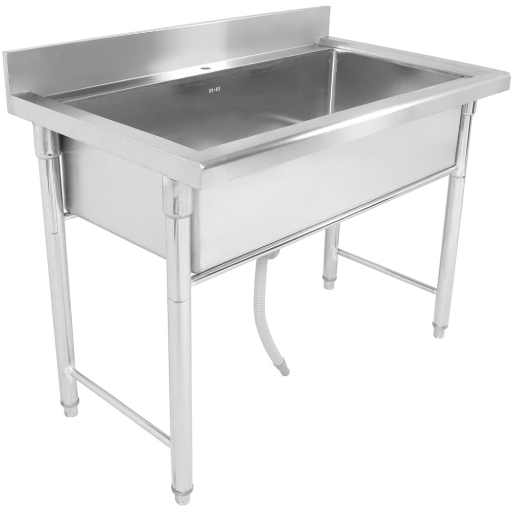 Professional Commercial Hand and Pot Wash Sink Stainless Steel 1 Bowl Splashback 800x600x900mm Round Legs