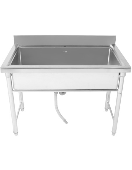 Professional Commercial Hand and Pot Wash Sink Stainless Steel 1 Bowl Splashback 800x600x900mm Round Legs