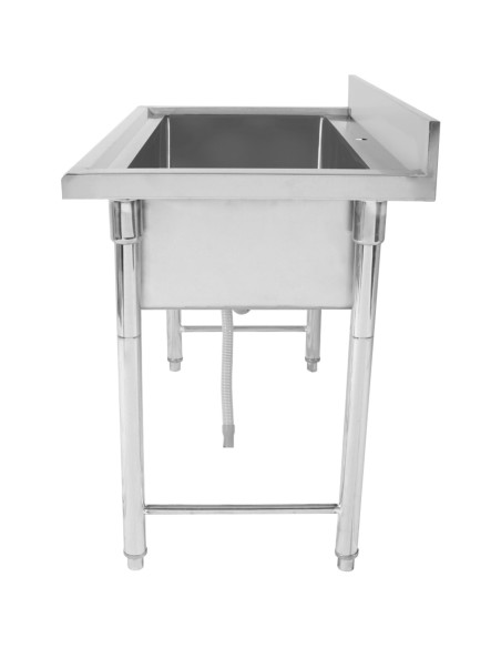 Professional Commercial Hand and Pot Wash Sink Stainless Steel 1 Bowl Splashback 800x600x900mm Round Legs