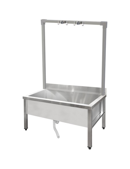 Professional Commercial Stainless Steel Mop Sink with High Rack & 2-in-1 Mop Holder 1000x600x550mm