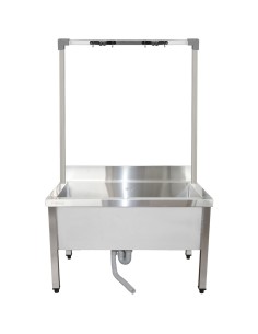 Professional Commercial Stainless Steel Mop Sink with High Rack & 2-in-1 Mop Holder 1000x600x550mm 2