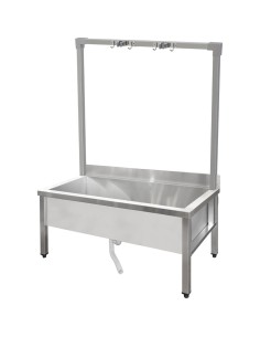 Professional Commercial Stainless Steel Mop Sink with High Rack & 2-in-1 Mop Holder 1200x600x550mm