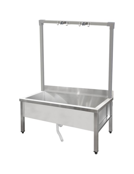Professional Commercial Stainless Steel Mop Sink with High Rack & 2-in-1 Mop Holder 1200x600x550mm