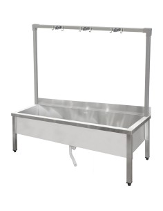 Professional Commercial Stainless Steel Mop Sink with High Rack & 2-in-1 Mop Holder 1500x600x550mm