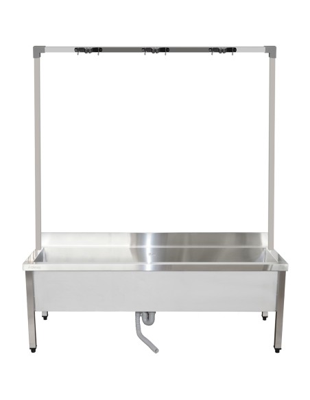 Professional Commercial Stainless Steel Mop Sink with High Rack & 2-in-1 Mop Holder 1500x600x550mm