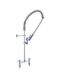 Professional 8" Desk Mount Mixing Faucet with 20" Riser & 37" Flexible Hose & Spray Valve Chrome Plated Brass