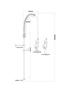 Professional Backsplash Mount Mixing Faucet with 20" Riser & 37" Flexible Hose Chrome Plated Brass 2